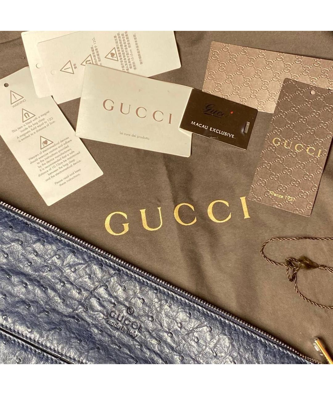 GUCCI Темно-синяя сумка на плечо из экзотической кожи, фото 4