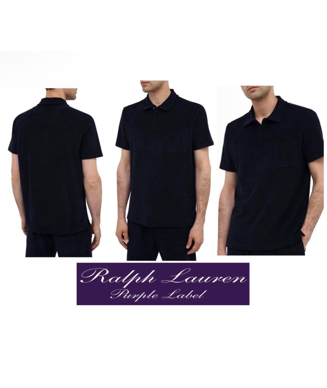 RALPH LAUREN Темно-синее хлопковое поло с коротким рукавом, фото 4