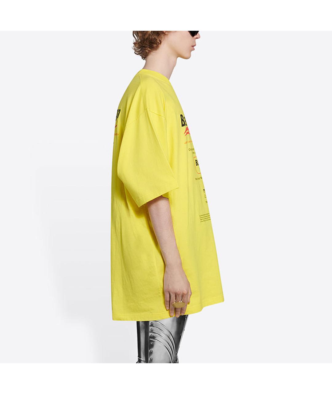 BALENCIAGA Желтая хлопковая футболка, фото 5