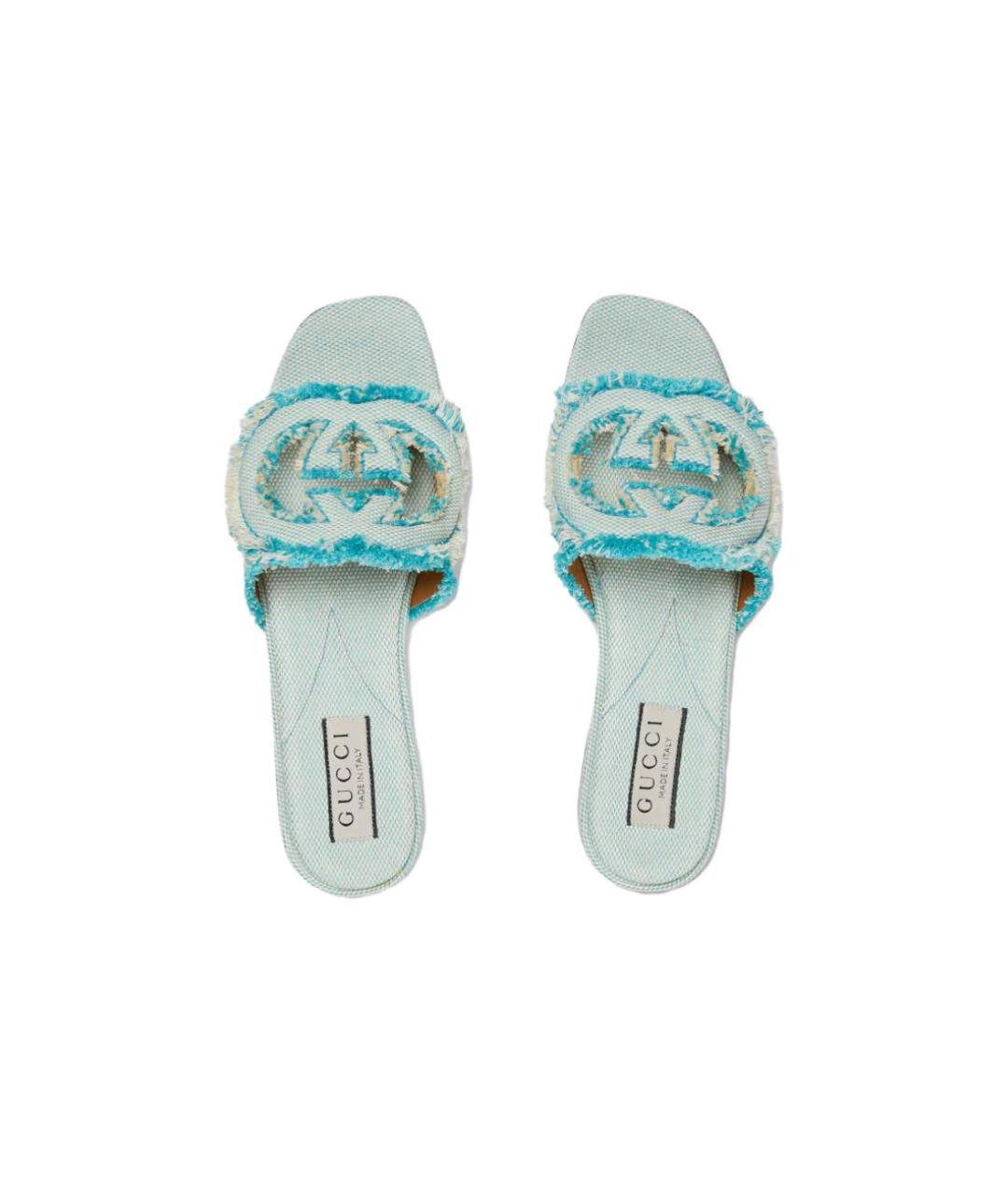 GUCCI Голубые шлепанцы, фото 4