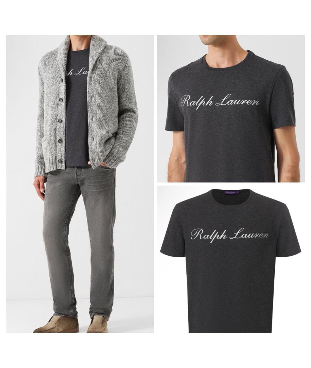 RALPH LAUREN Серая хлопковая футболка, фото 2