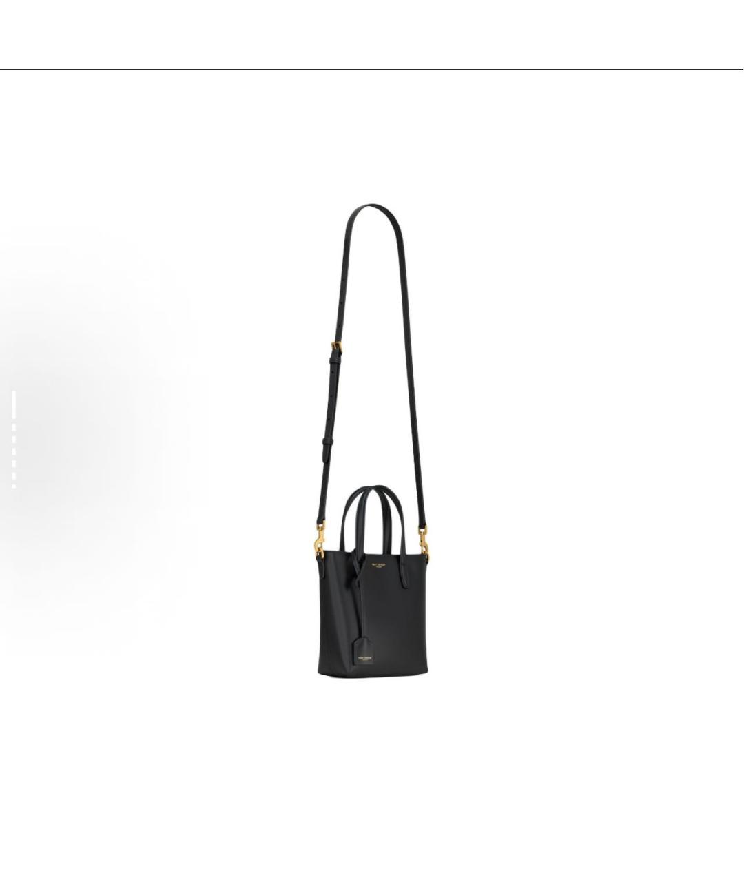 SAINT LAURENT Черная кожаная сумка с короткими ручками, фото 3