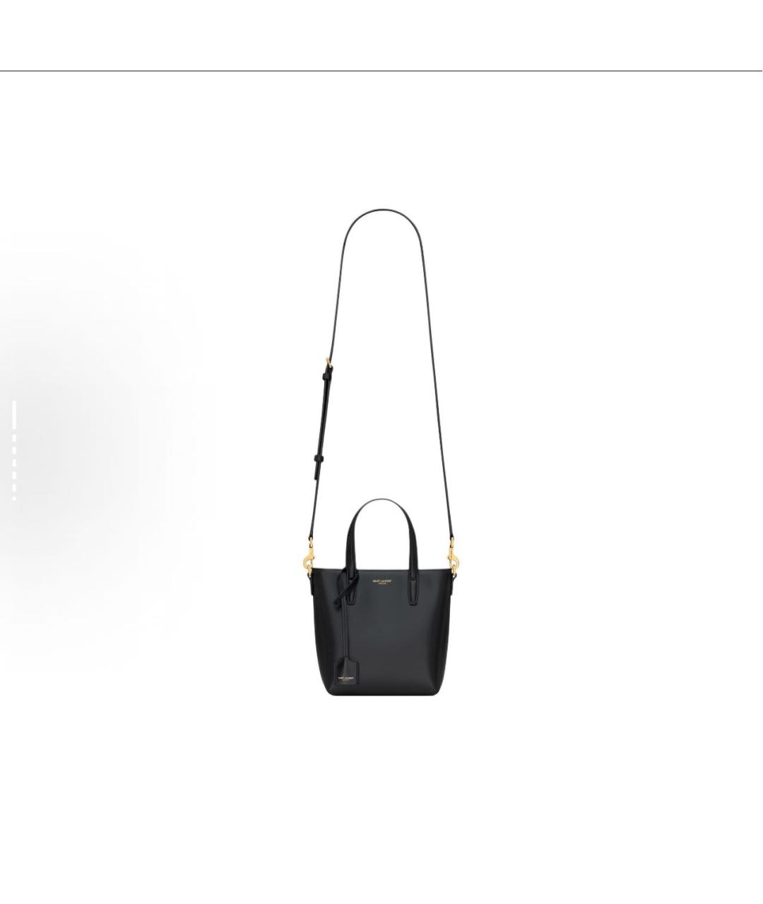 SAINT LAURENT Черная кожаная сумка с короткими ручками, фото 2