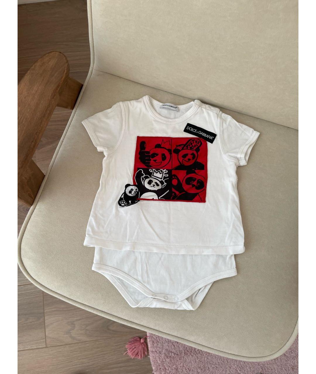 DOLCE&GABBANA Белый хлопковый боди/ползунок, фото 4