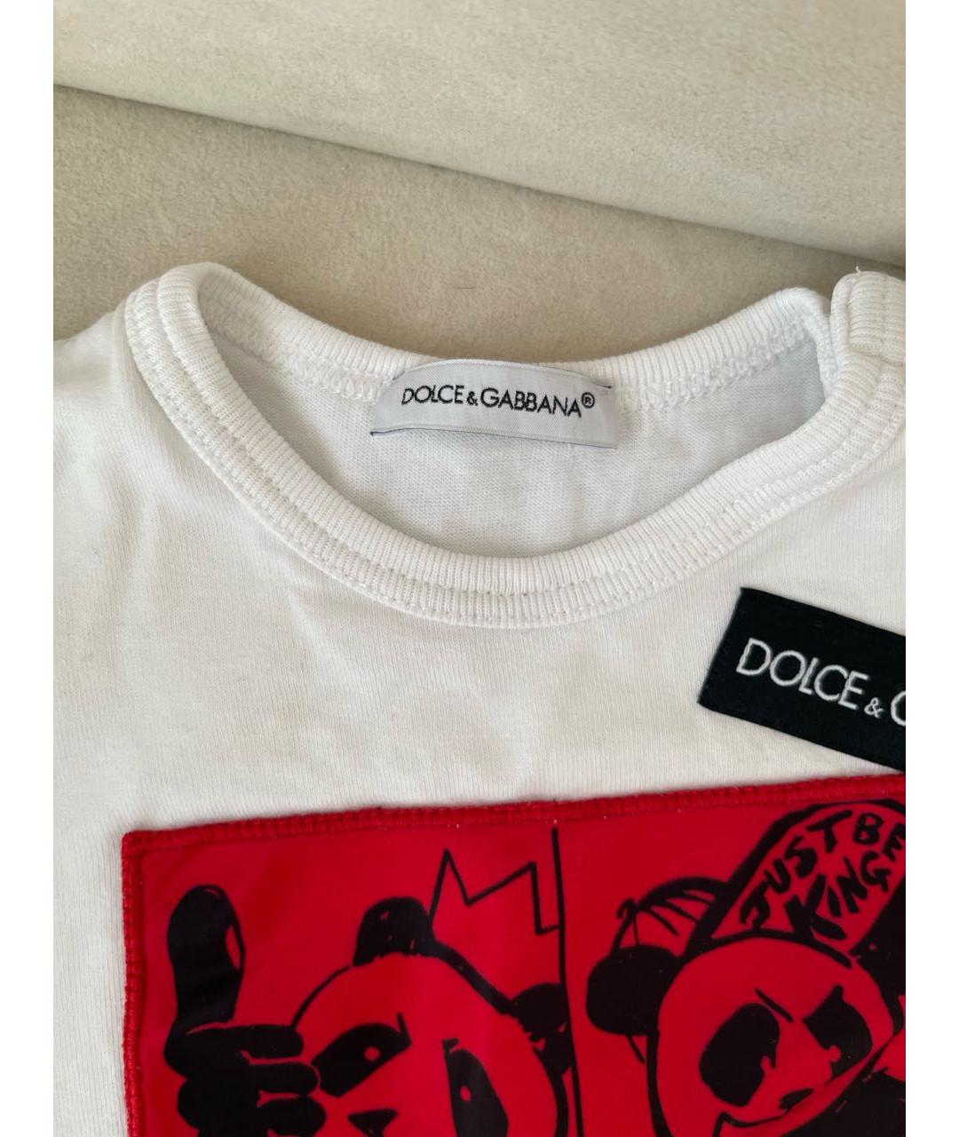 DOLCE&GABBANA Белый хлопковый боди/ползунок, фото 3