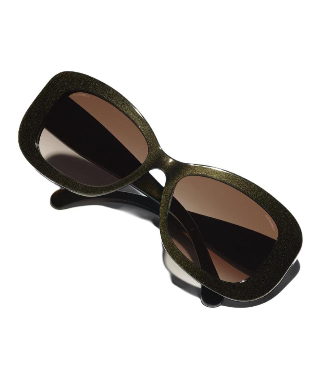 CHANEL Коричневые пластиковые солнцезащитные очки, фото 4