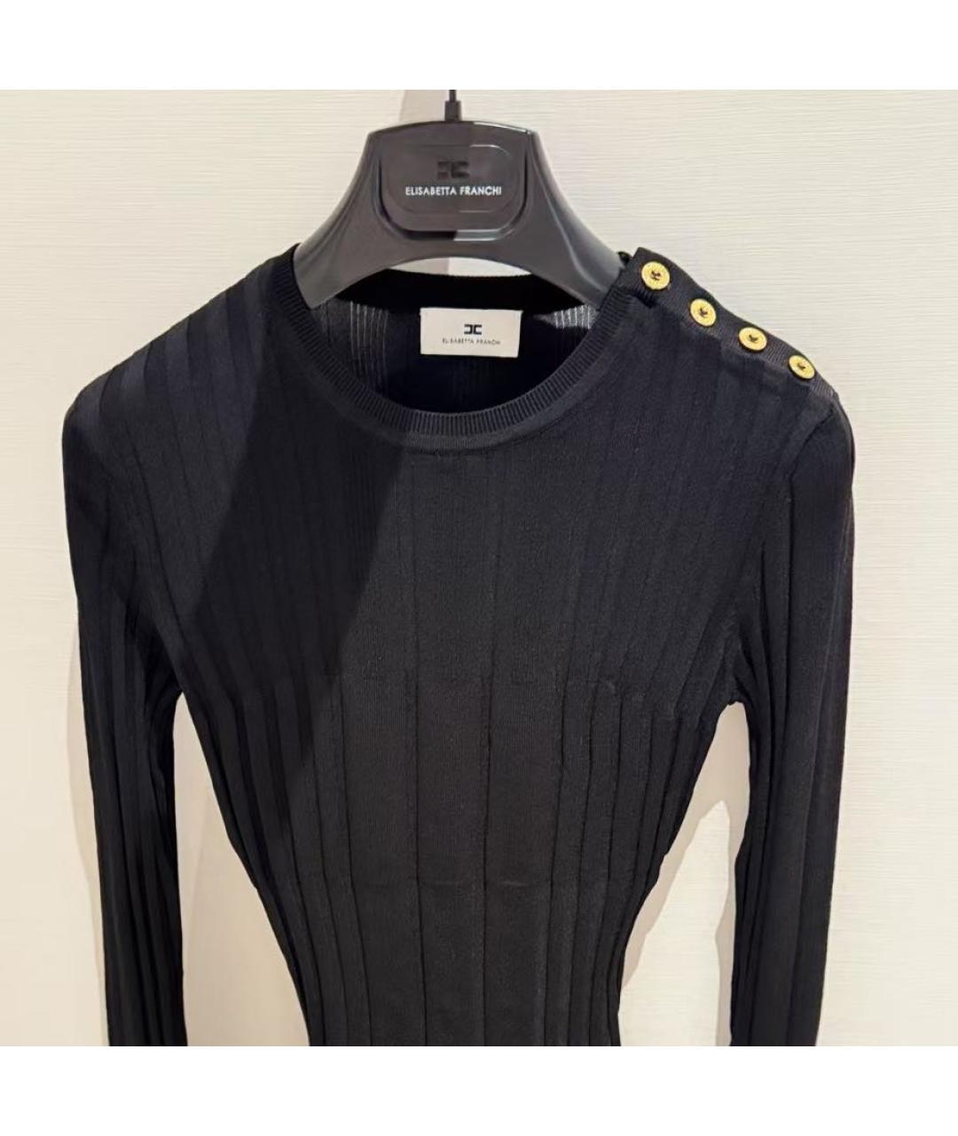 ELISABETTA FRANCHI Черное вискозное повседневное платье, фото 3