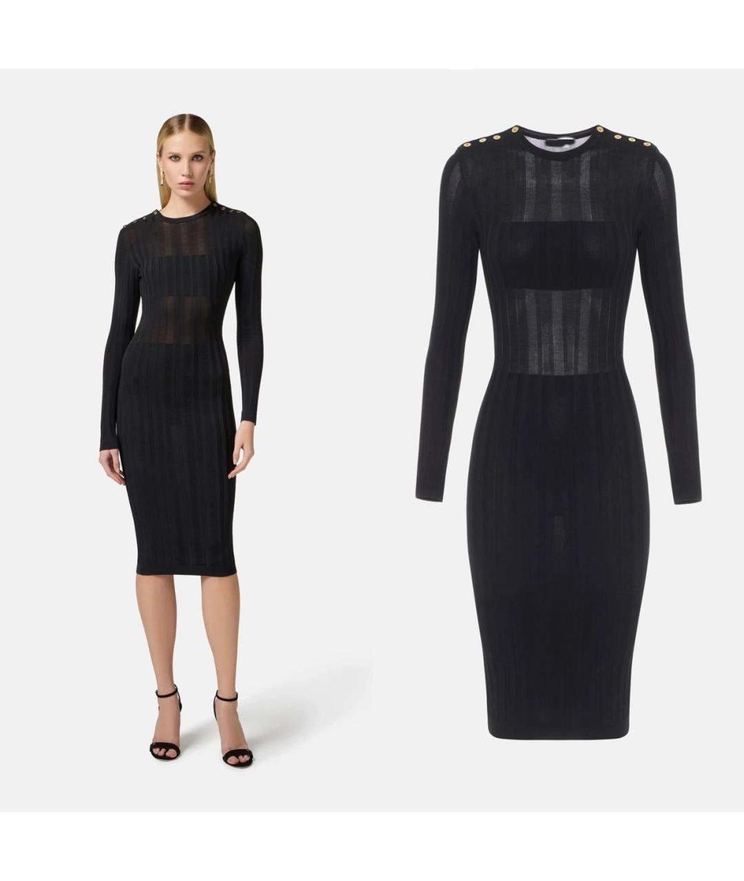 ELISABETTA FRANCHI Черное вискозное повседневное платье, фото 7