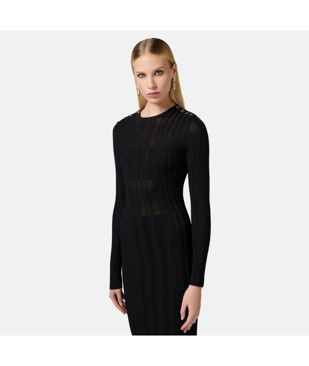 ELISABETTA FRANCHI Черное вискозное повседневное платье, фото 6