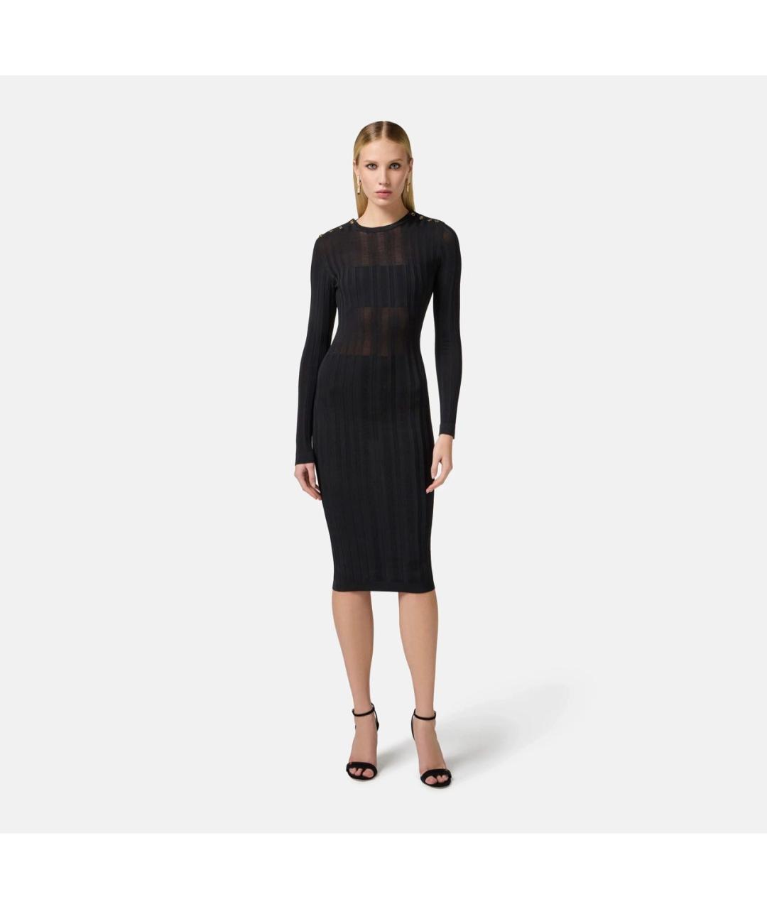 ELISABETTA FRANCHI Черное вискозное повседневное платье, фото 4