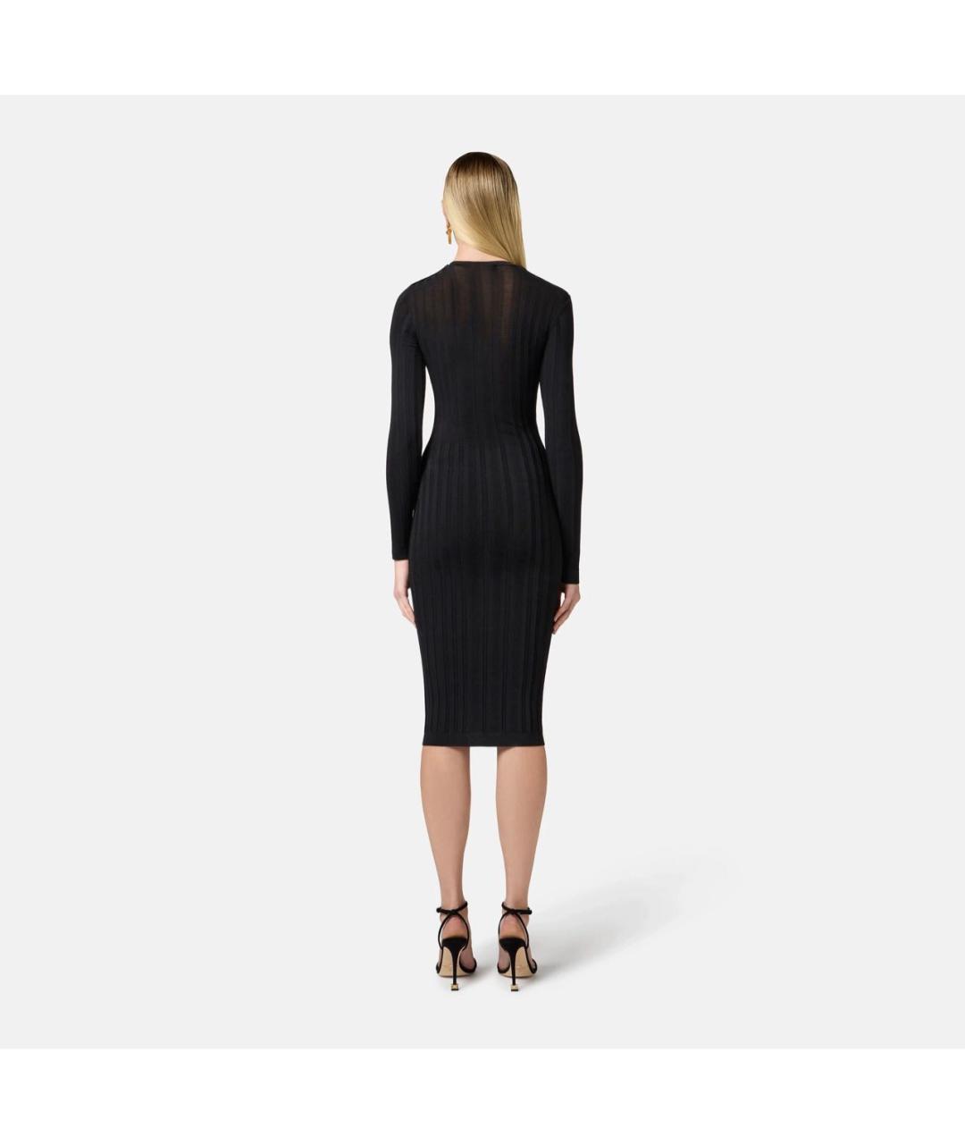 ELISABETTA FRANCHI Черное вискозное повседневное платье, фото 5