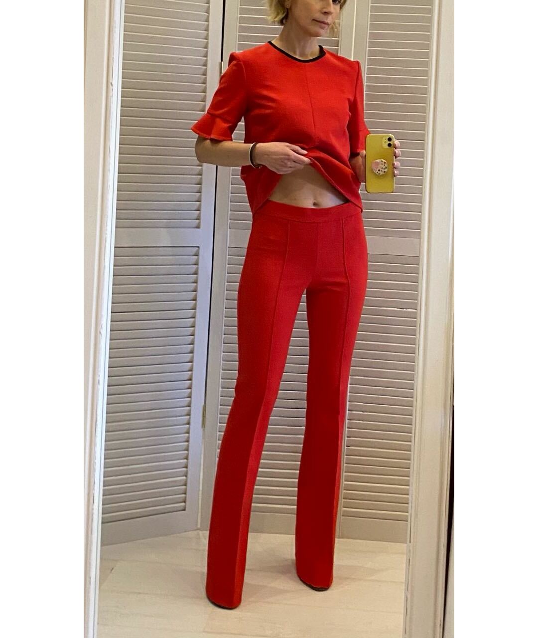 VICTORIA BECKHAM Красный шерстяной костюм с брюками, фото 6