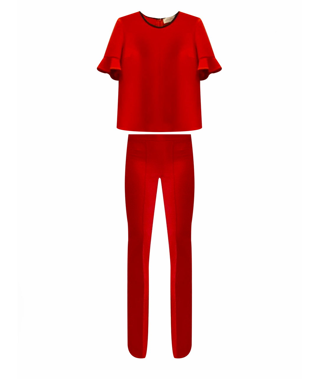 VICTORIA BECKHAM Красный шерстяной костюм с брюками, фото 1
