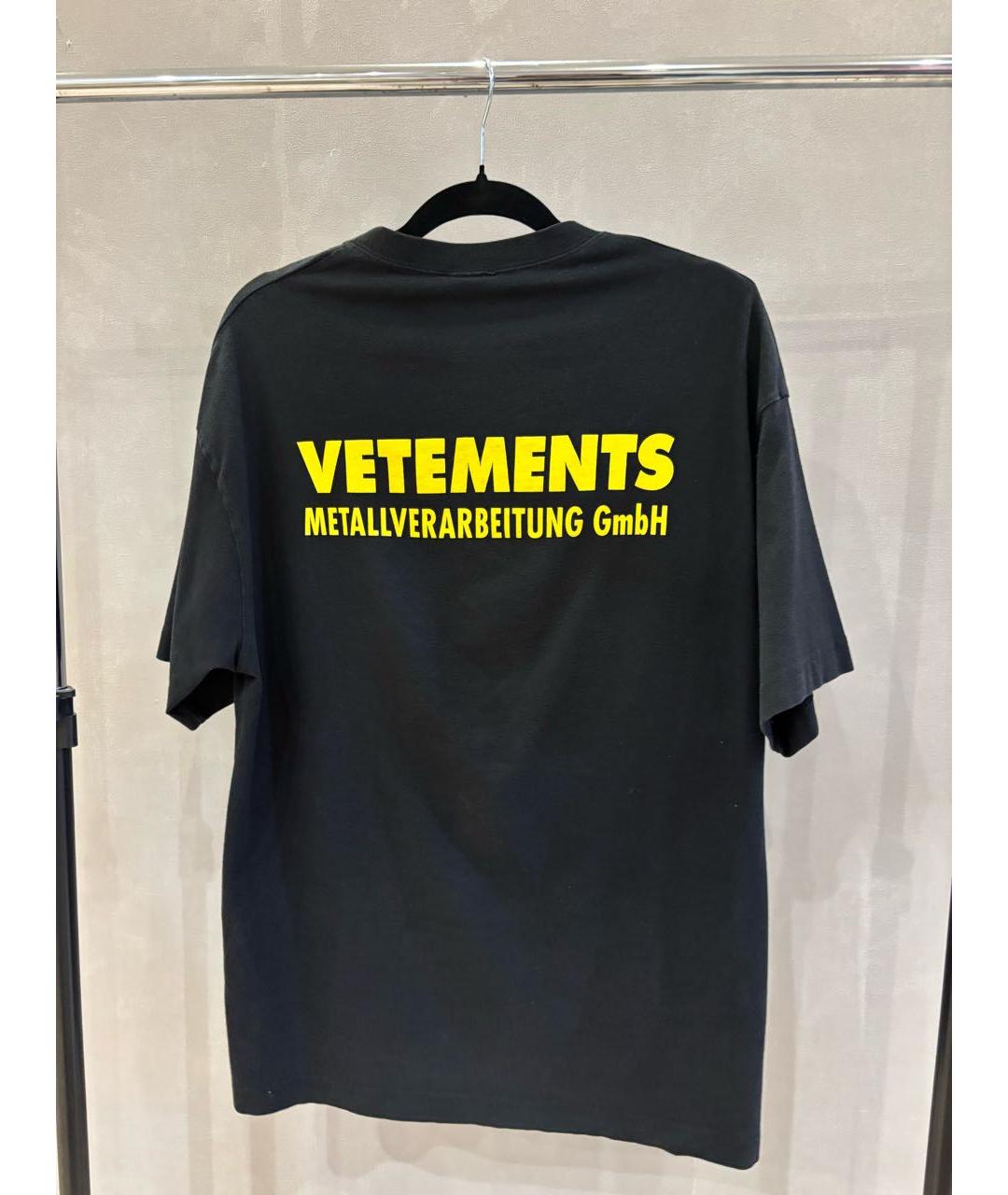 VETEMENTS Черная хлопковая футболка, фото 3