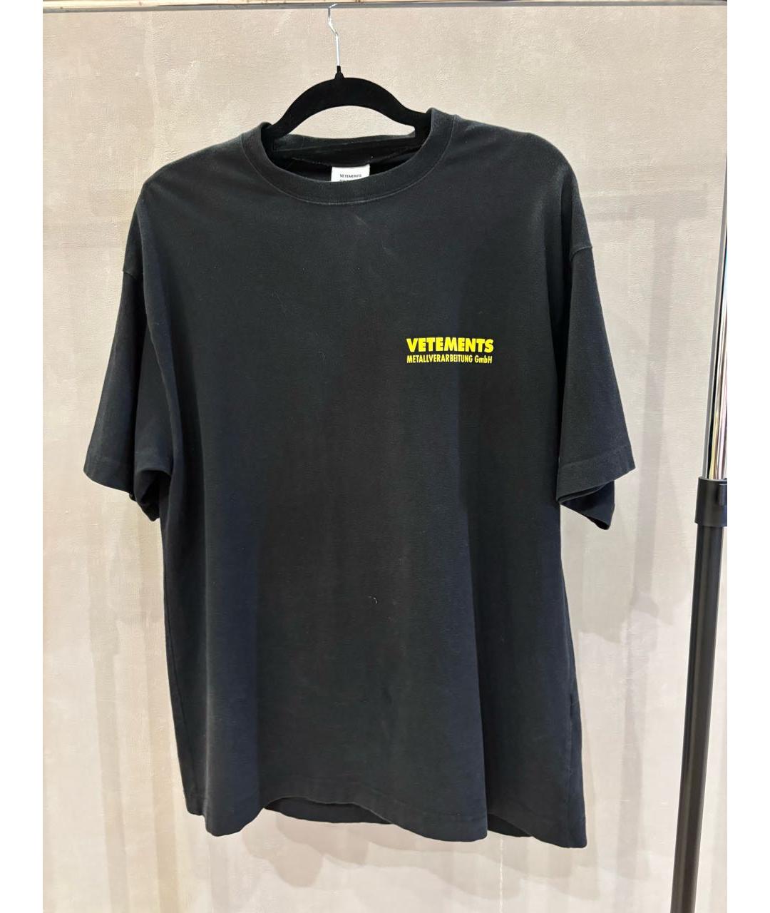 VETEMENTS Черная хлопковая футболка, фото 2