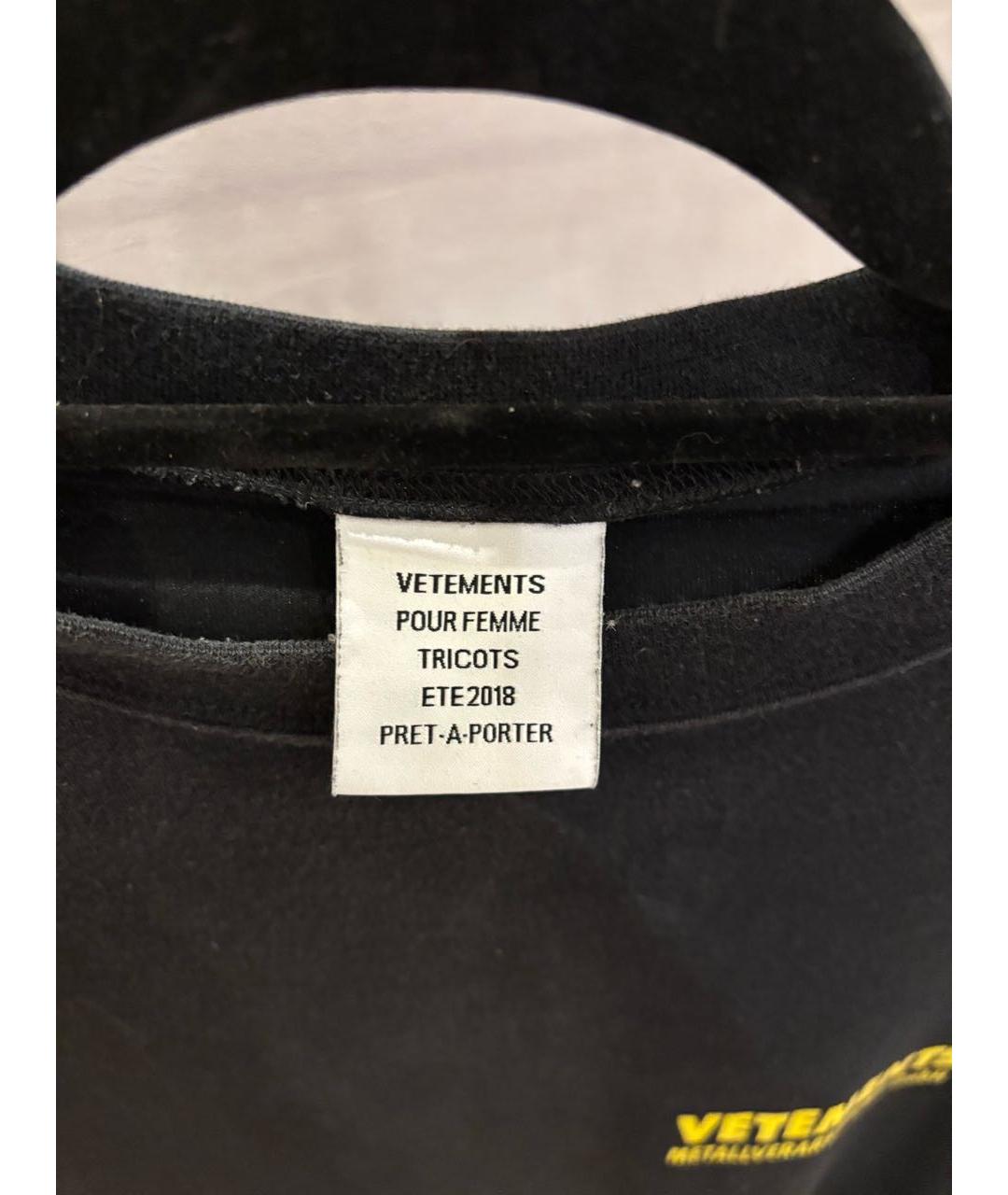 VETEMENTS Черная хлопковая футболка, фото 4