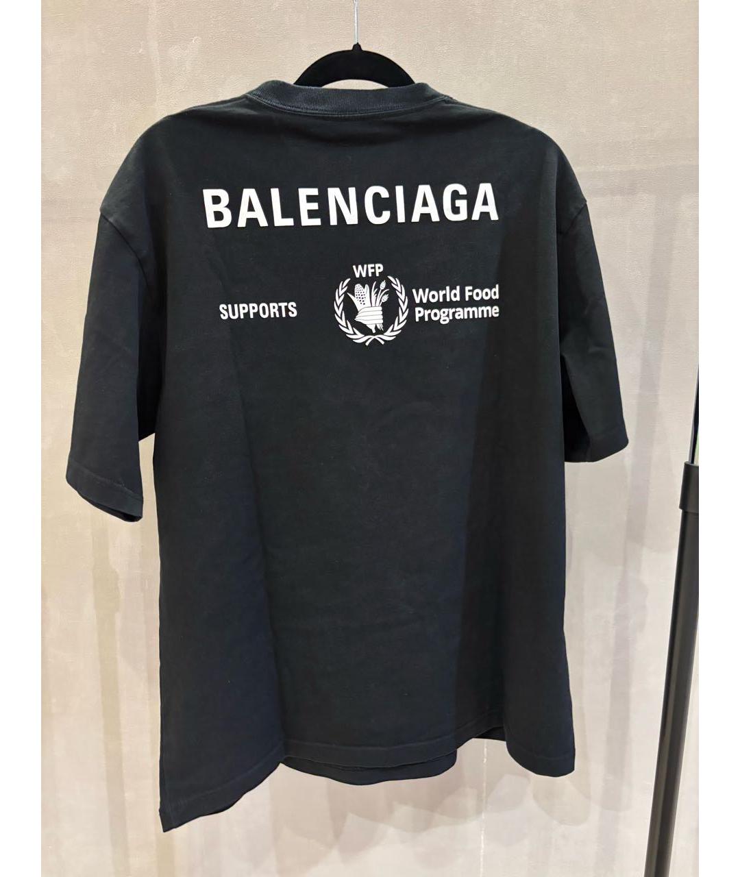 BALENCIAGA Черная хлопковая футболка, фото 3