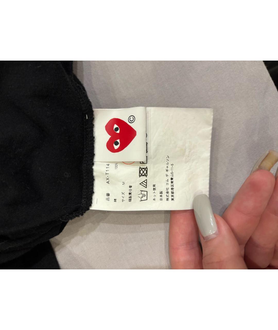 COMME DES GARÇONS PLAY Черная хлопковая футболка, фото 5