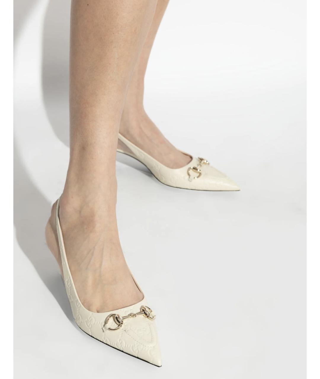 GUCCI Белые кожаные туфли, фото 5