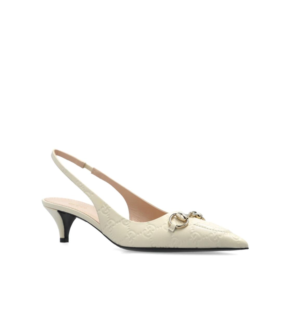 GUCCI Белые кожаные туфли, фото 2