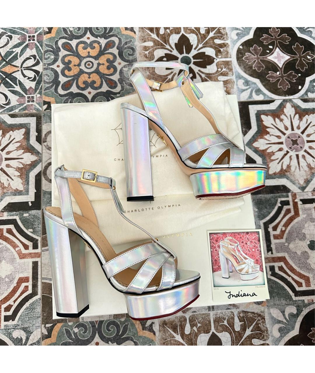 CHARLOTTE OLYMPIA Серебряные босоножки, фото 8