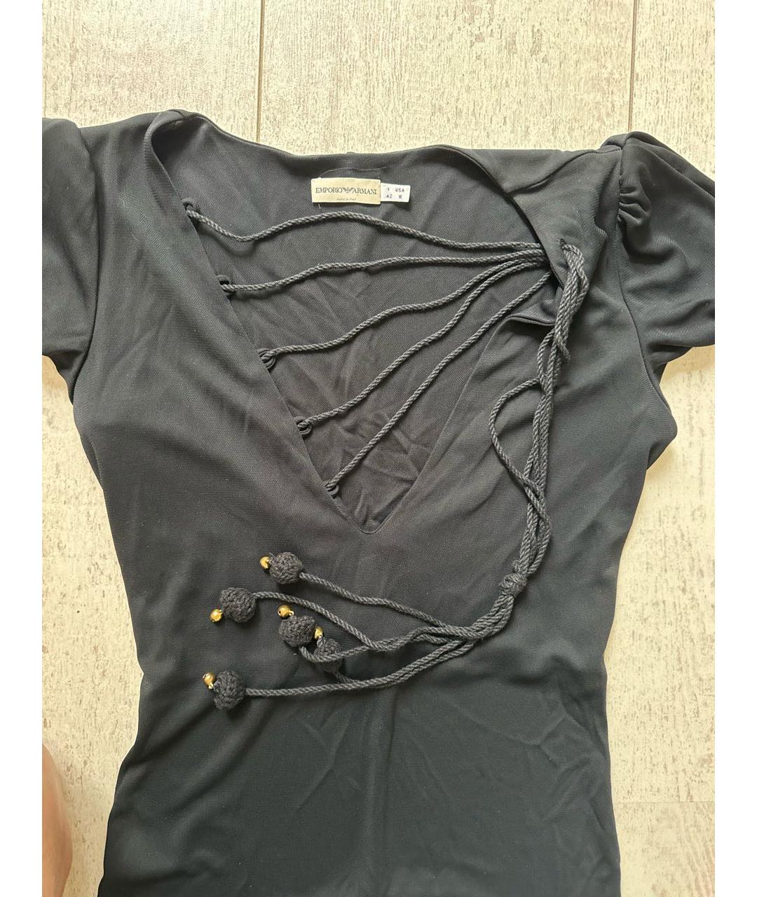 EMPORIO ARMANI Черное вискозное коктейльное платье, фото 4