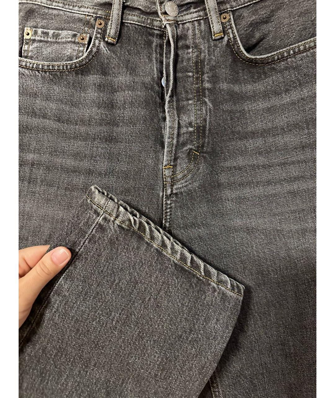 ACNE STUDIOS Антрацитовые хлопковые прямые джинсы, фото 6