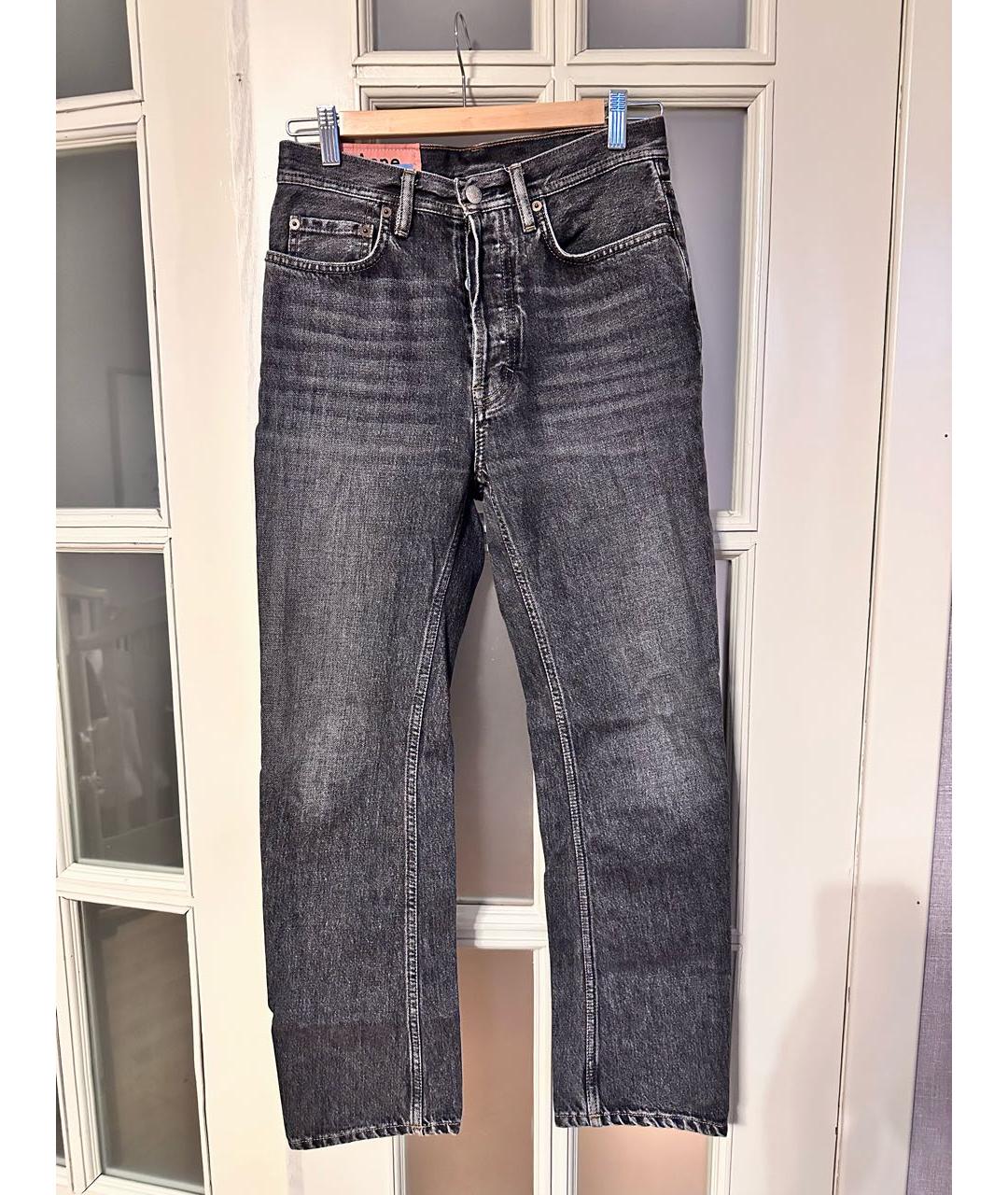 ACNE STUDIOS Антрацитовые хлопковые прямые джинсы, фото 9