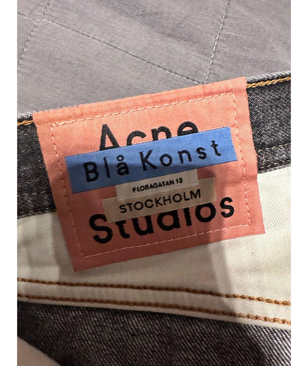 ACNE STUDIOS Антрацитовые хлопковые прямые джинсы, фото 3