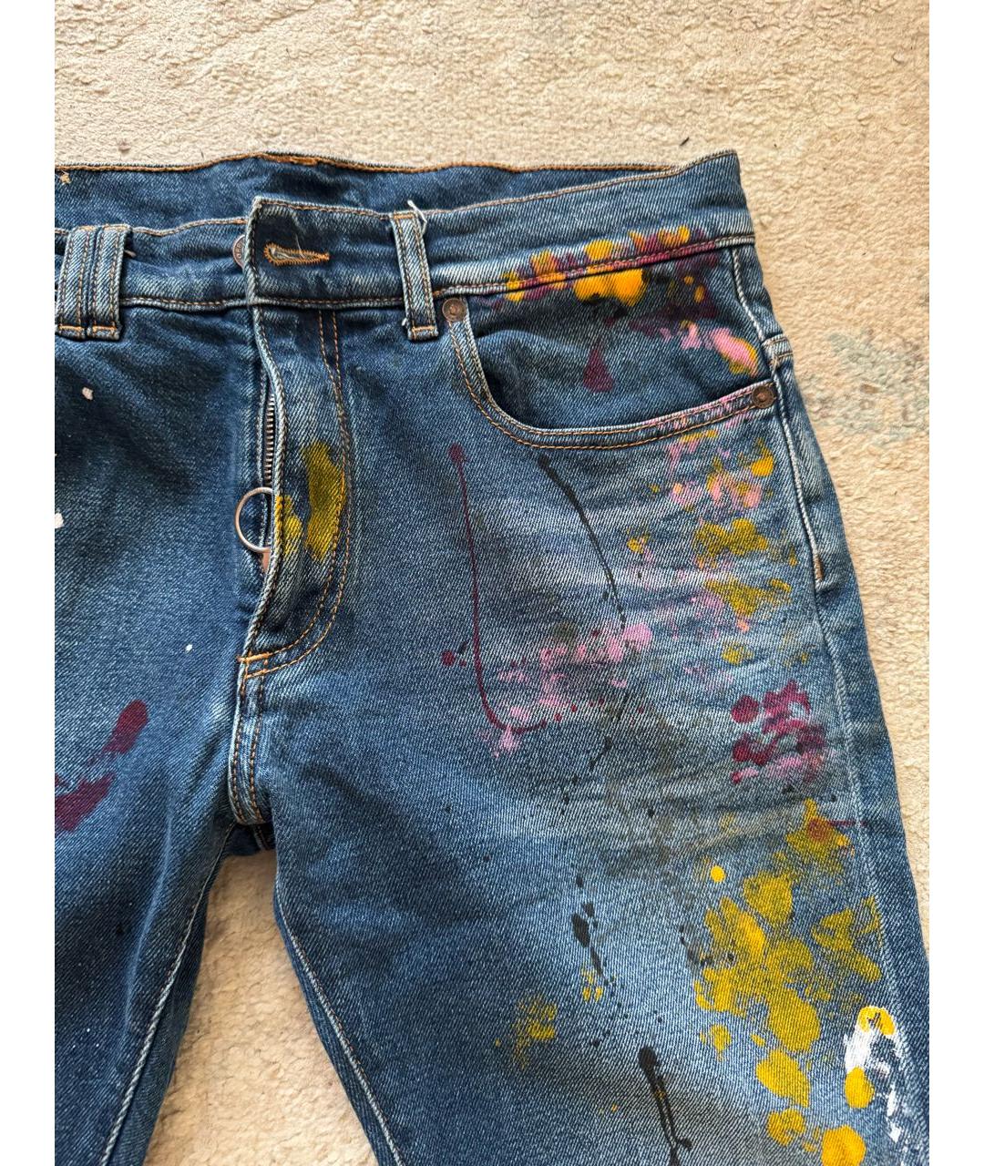 OFF-WHITE Синие хлопковые джинсы скинни, фото 3