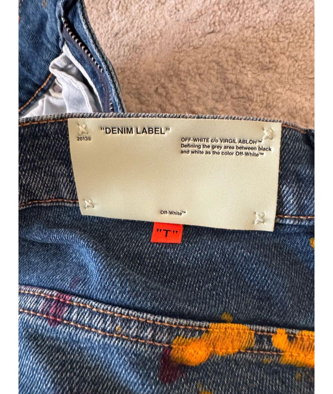 OFF-WHITE Синие хлопковые джинсы скинни, фото 6