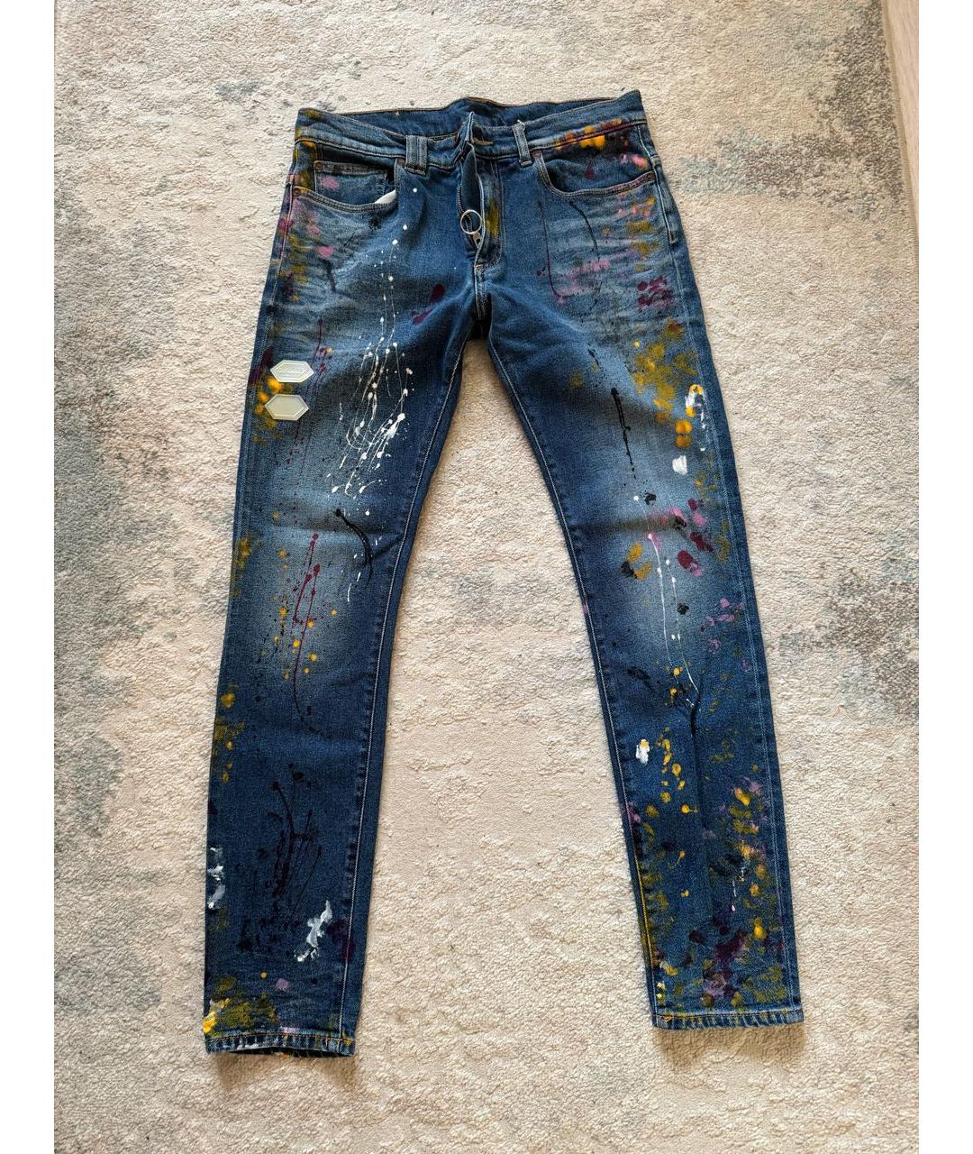 OFF-WHITE Синие хлопковые джинсы скинни, фото 9