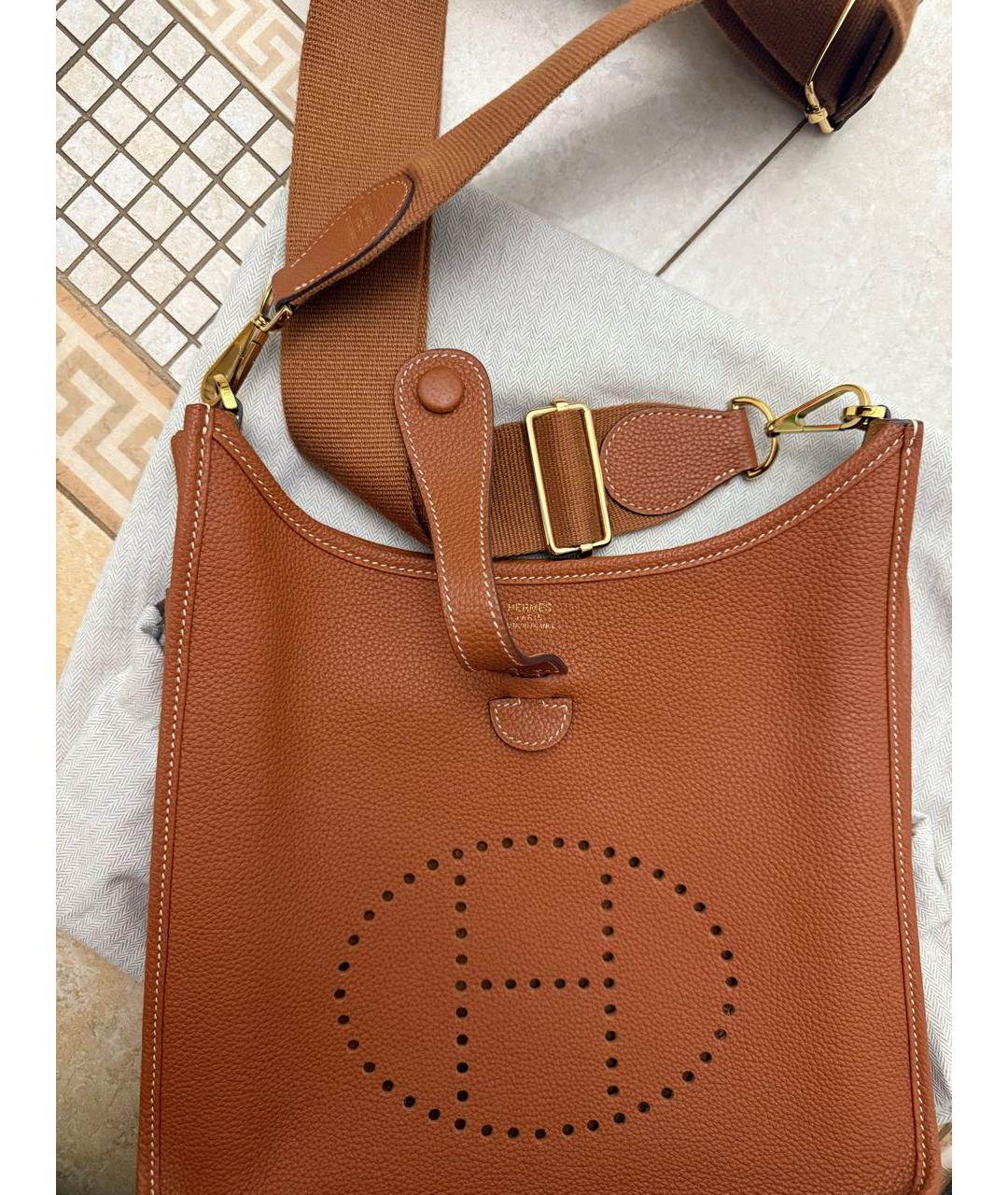 HERMES Коричневая кожаная сумка через плечо, фото 4