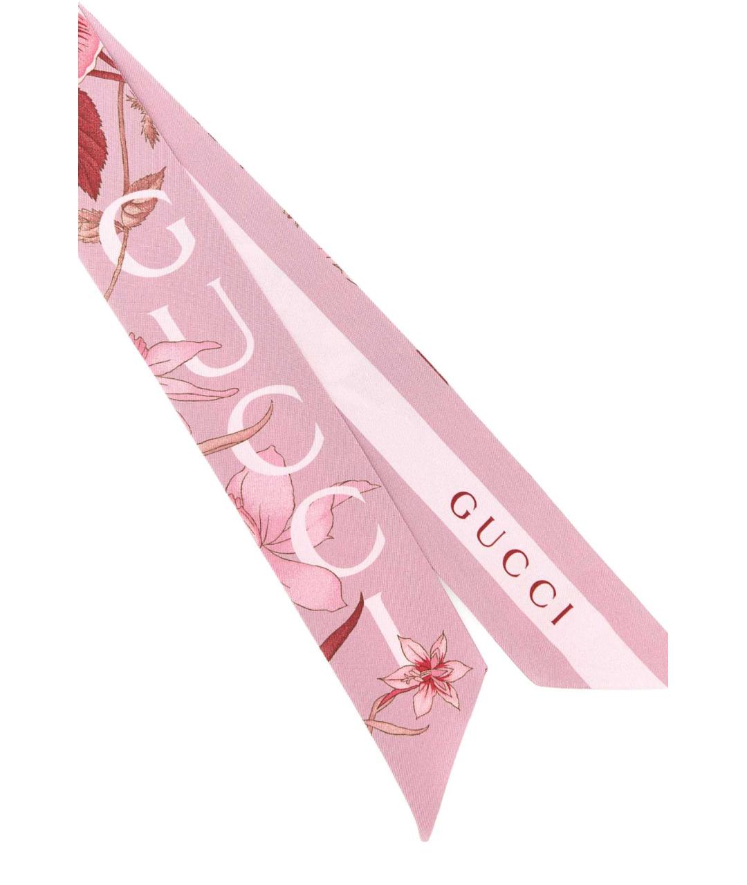 GUCCI Розовый шелковый шарф, фото 2