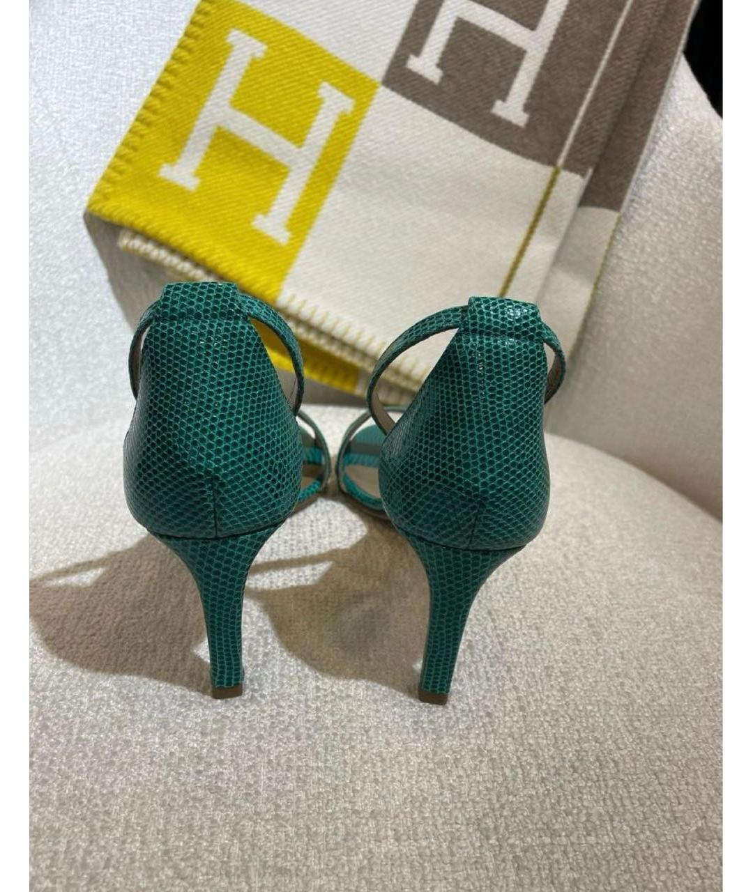 HERMES Зеленые босоножки из экзотической кожи, фото 4