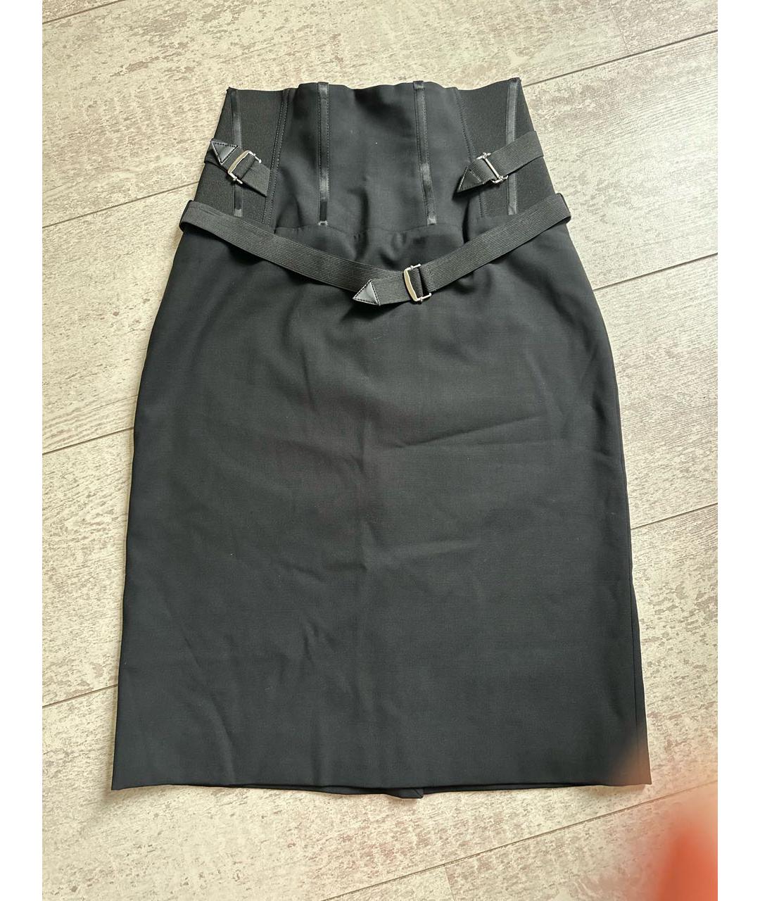 DOLCE&GABBANA Черная шерстяная юбка миди, фото 7