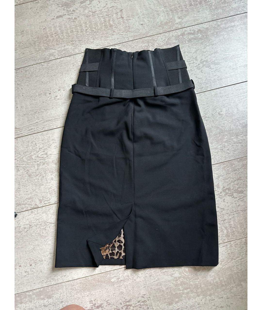 DOLCE&GABBANA Черная шерстяная юбка миди, фото 2