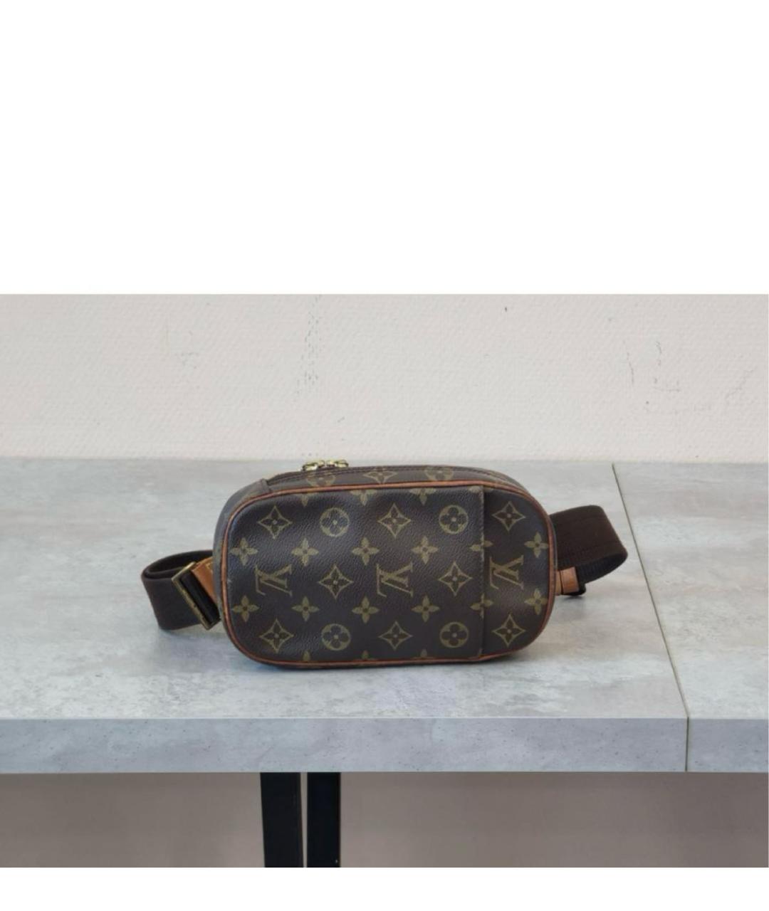 LOUIS VUITTON Коричневая кожаная поясная сумка, фото 8
