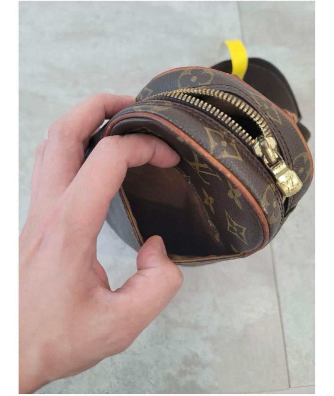 LOUIS VUITTON Коричневая кожаная поясная сумка, фото 7
