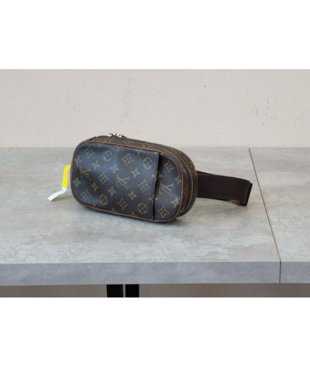 LOUIS VUITTON Коричневая кожаная поясная сумка, фото 2