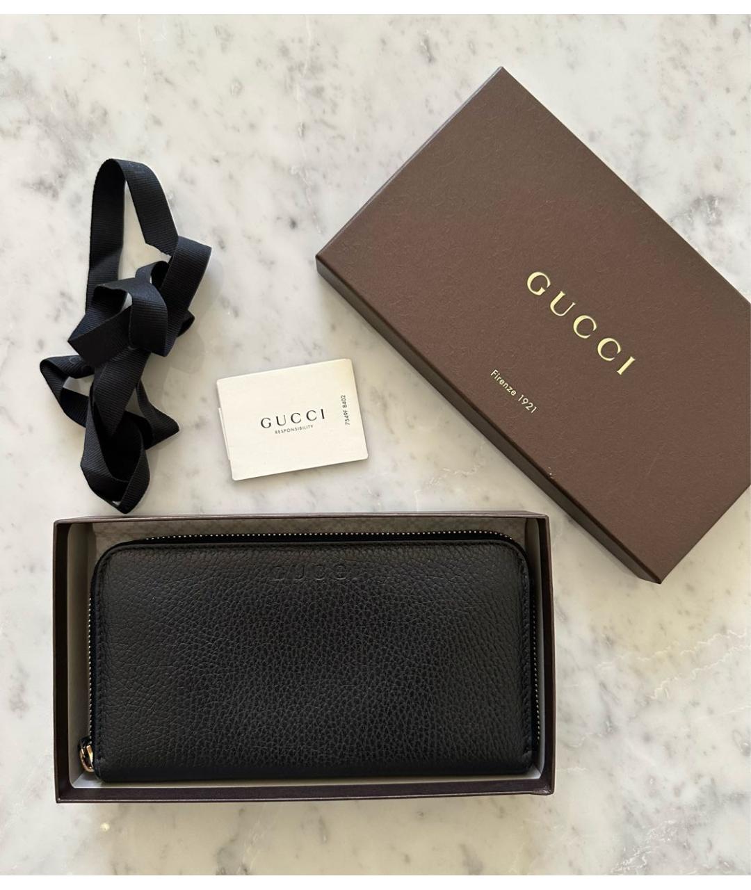 GUCCI Черный кожаный кошелек, фото 3