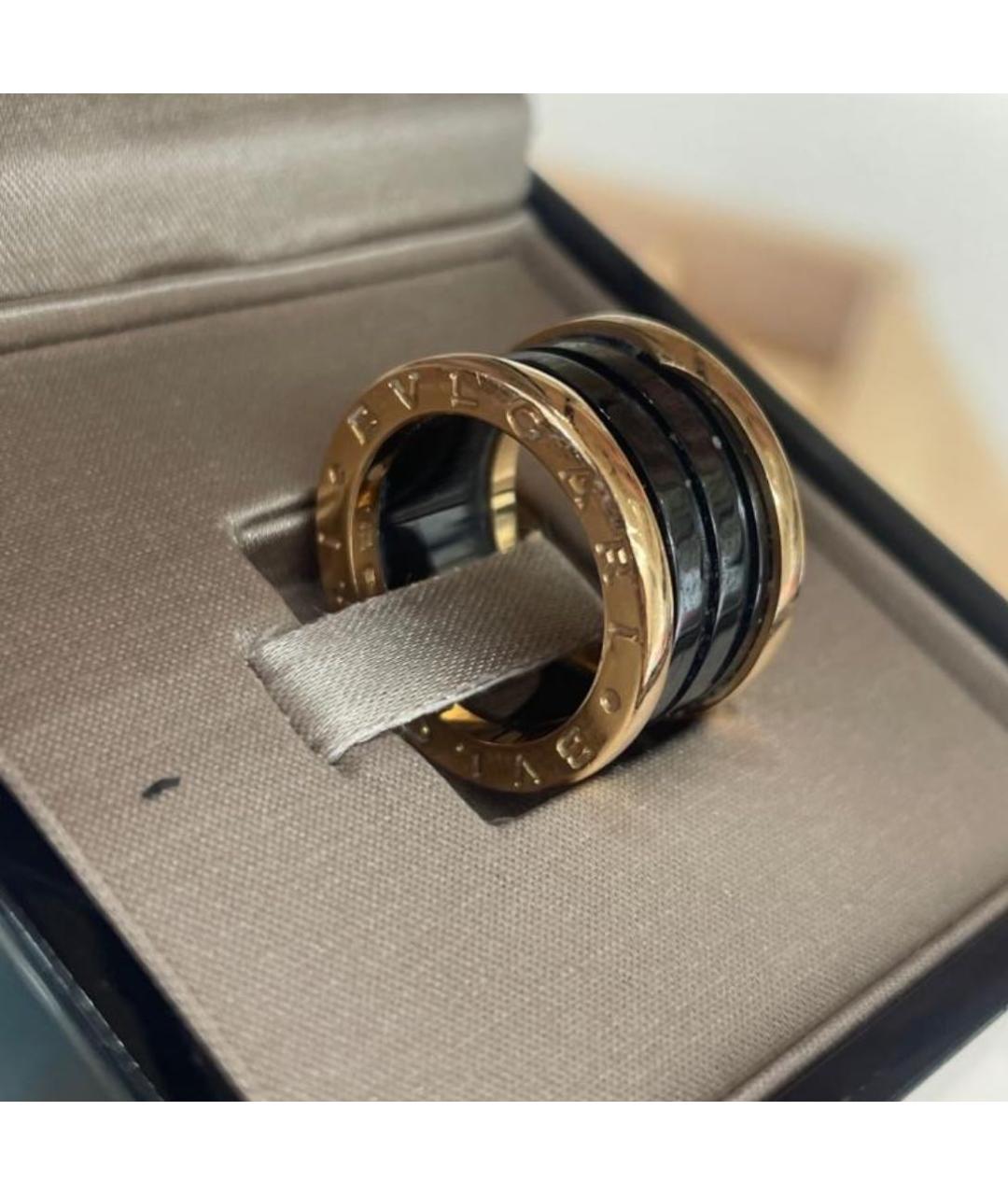 BVLGARI Черное кольцо из розового золота, фото 7
