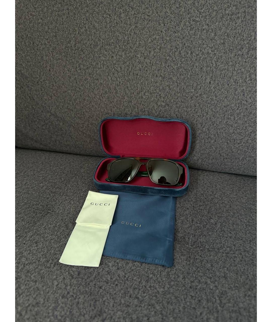 GUCCI Зеленые пластиковые солнцезащитные очки, фото 8