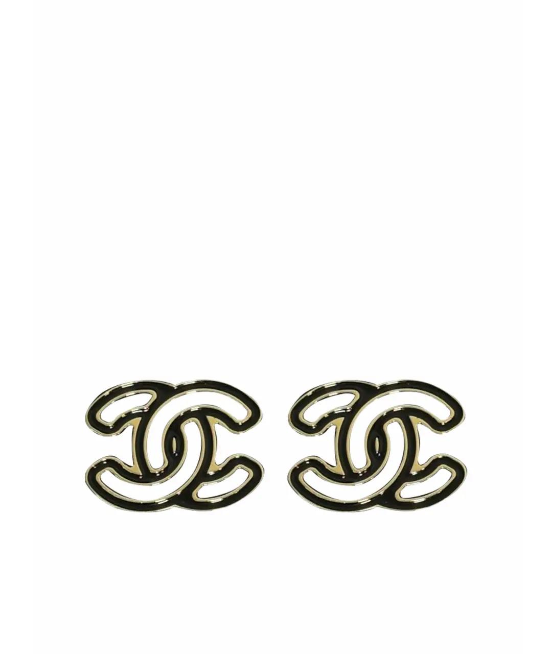 CHANEL Черные пластиковые серьги, фото 1