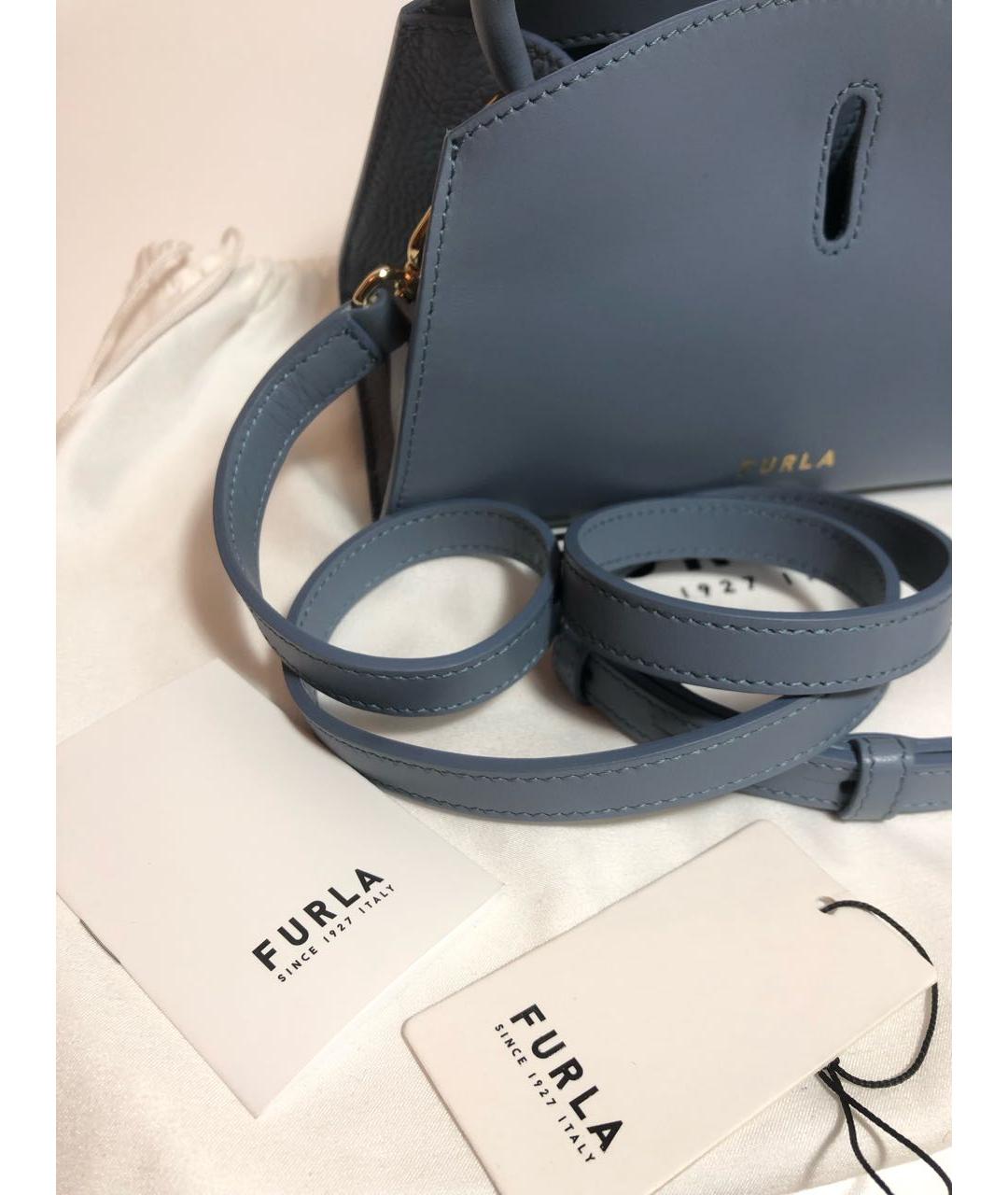 FURLA Голубая кожаная сумка через плечо, фото 6