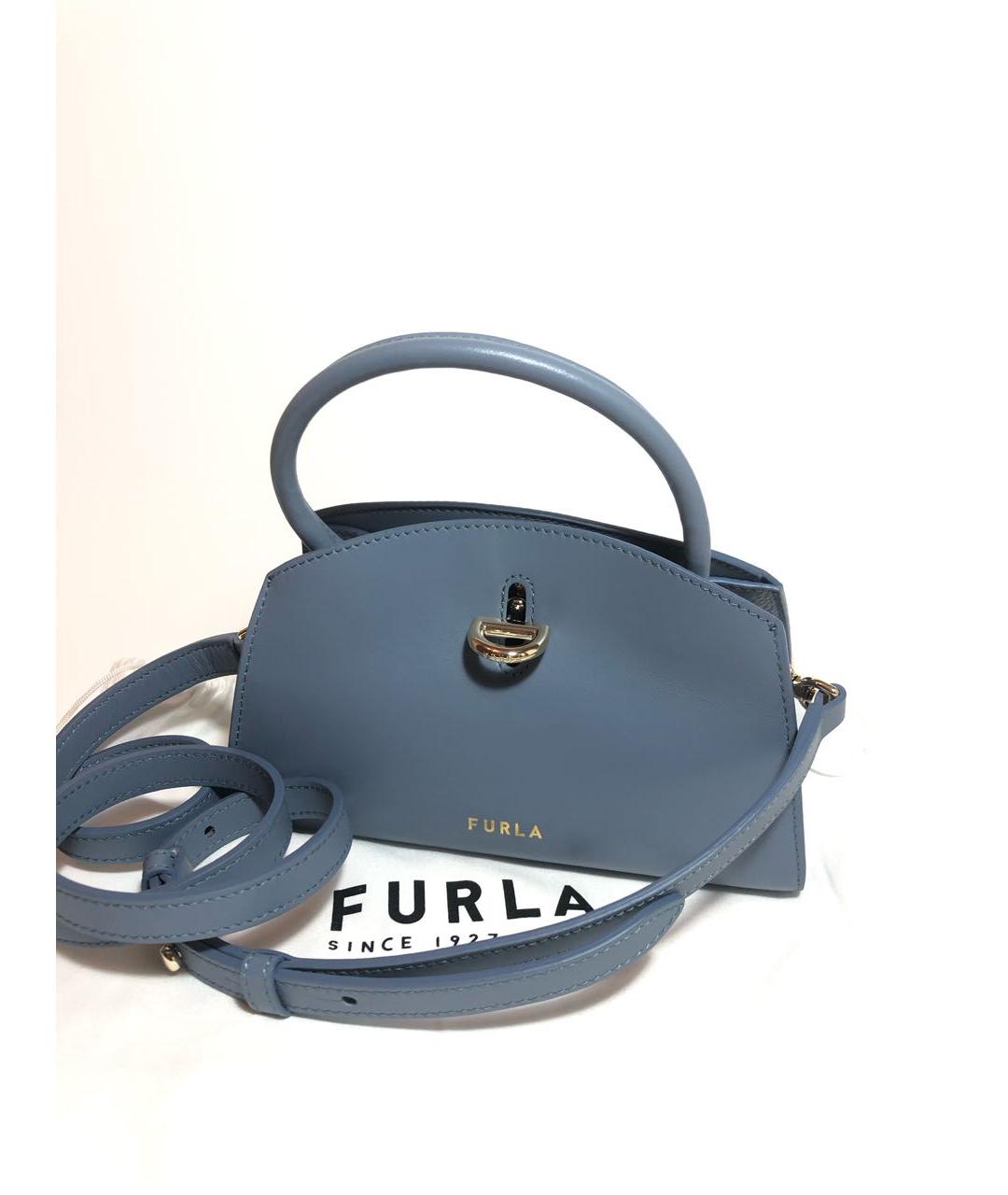 FURLA Голубая кожаная сумка через плечо, фото 4