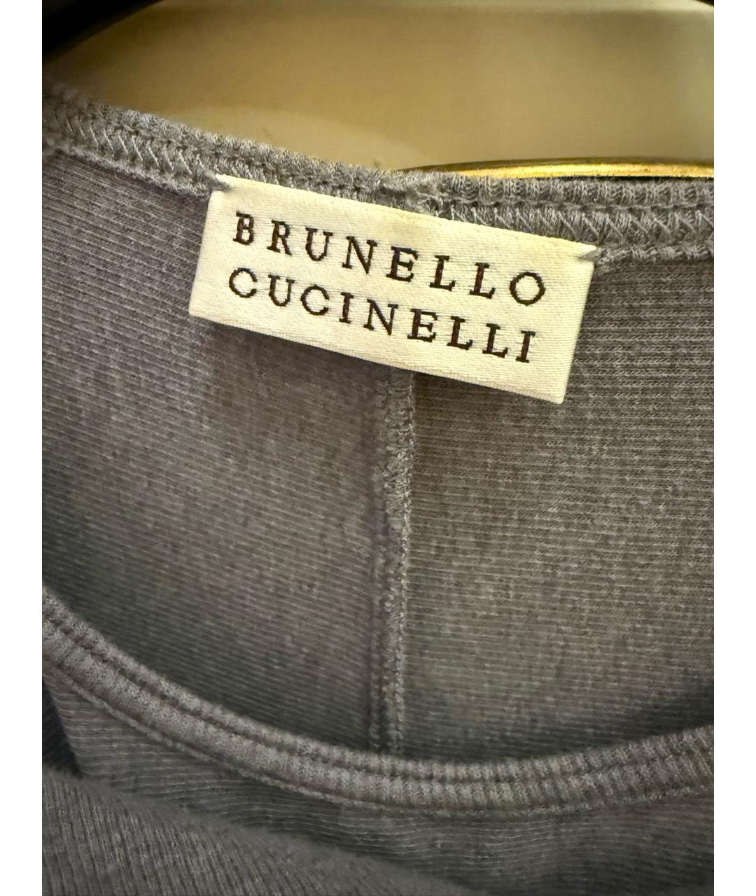 BRUNELLO CUCINELLI Серая хлопковая майка, фото 3