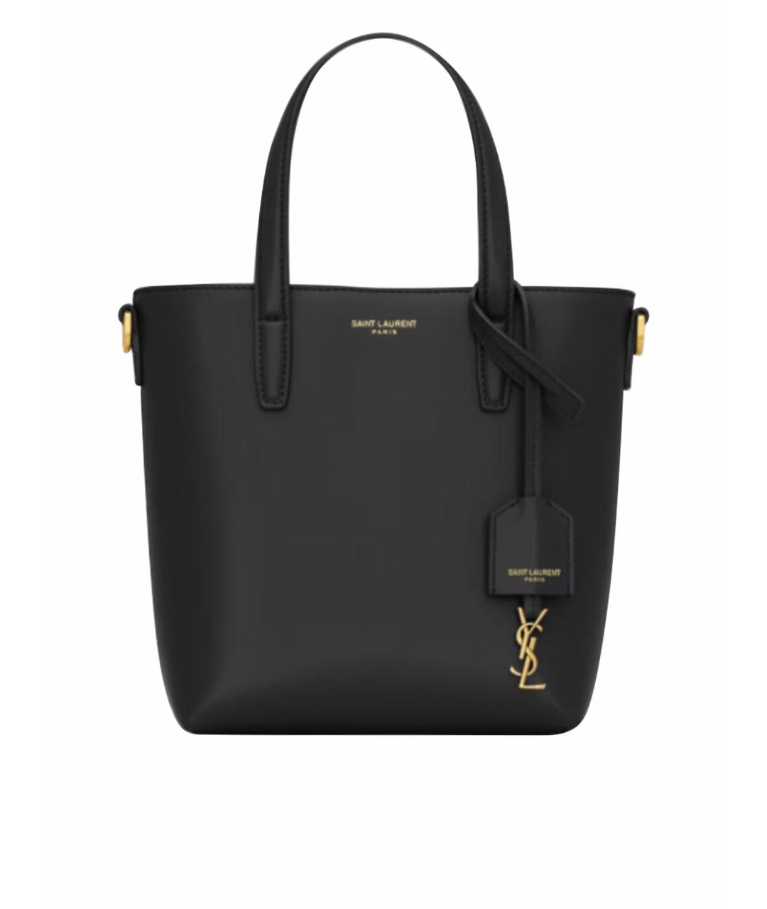 SAINT LAURENT Черная кожаная сумка с короткими ручками, фото 1