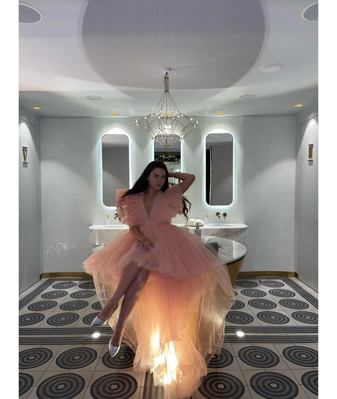 GIAMBATTISTA VALLI Розовое синтетическое вечернее платье, фото 6