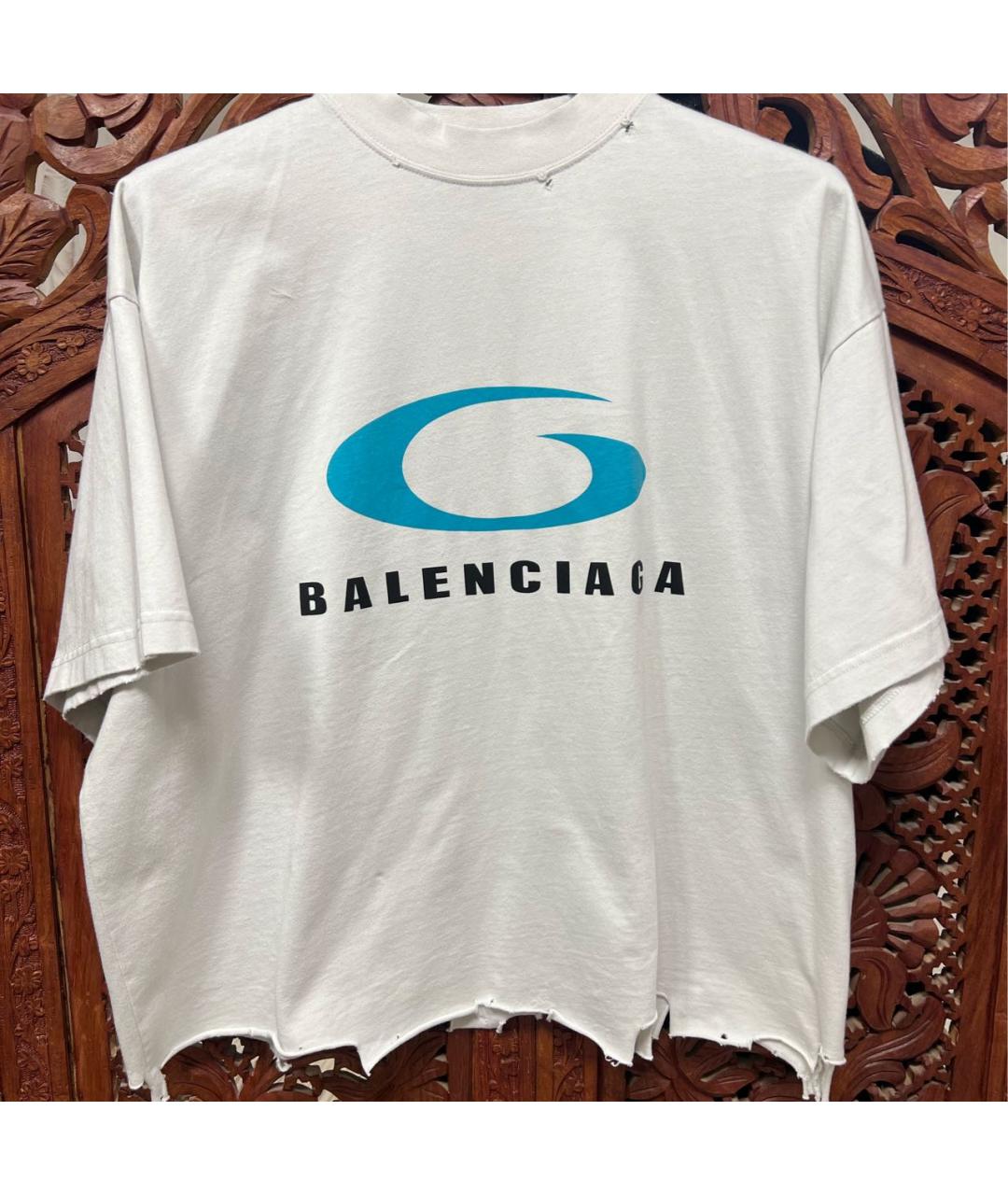 BALENCIAGA Бежевая хлопковая футболка, фото 3